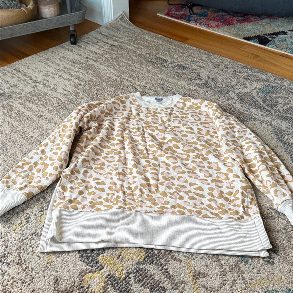 AERIE Leopard Sweatshirt XXS
